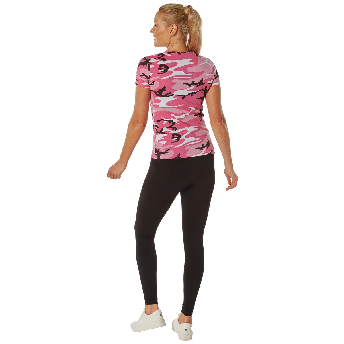 Womens Long Length Camo V-neck T-shirt