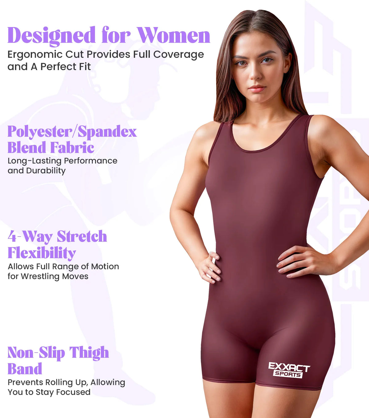 Women’s Maroon Wrestling Singlets High-cut Female singlets