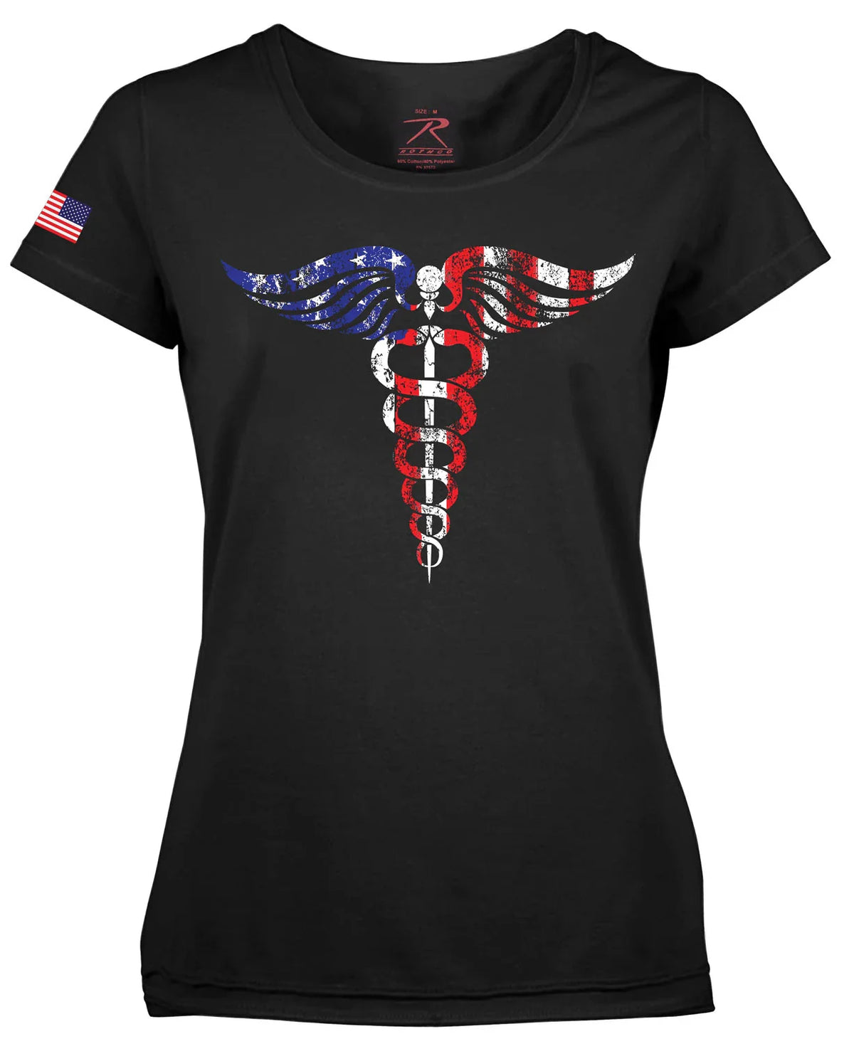 Women’s Medical Symbol (caduceus) Long Length T-shirt - Black - l