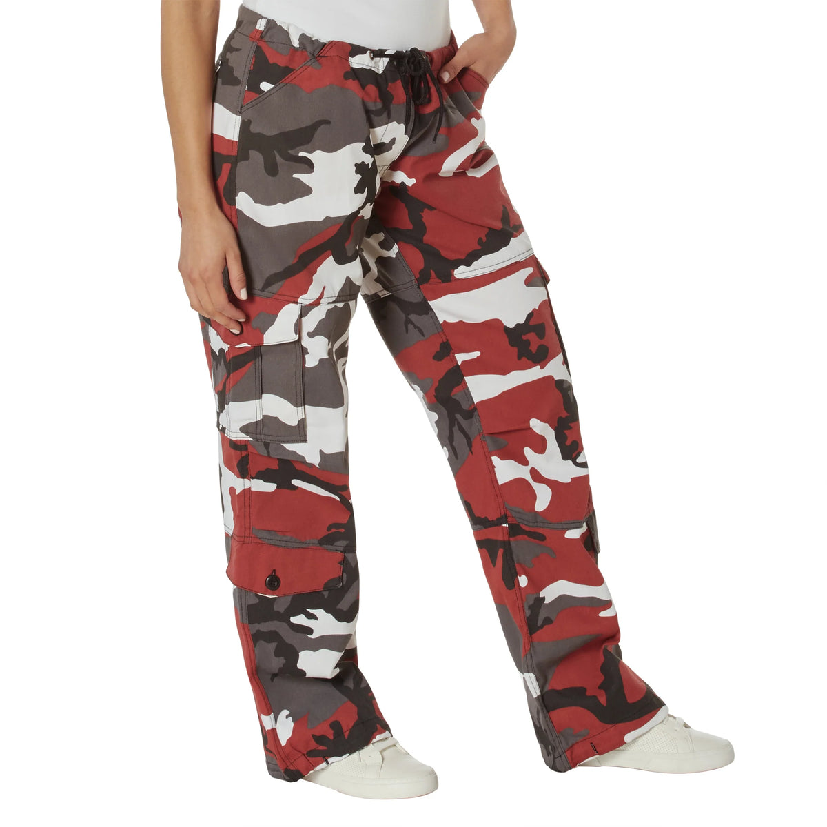 Womens Paratrooper Colored Camo Fatigues - Red / Xxs