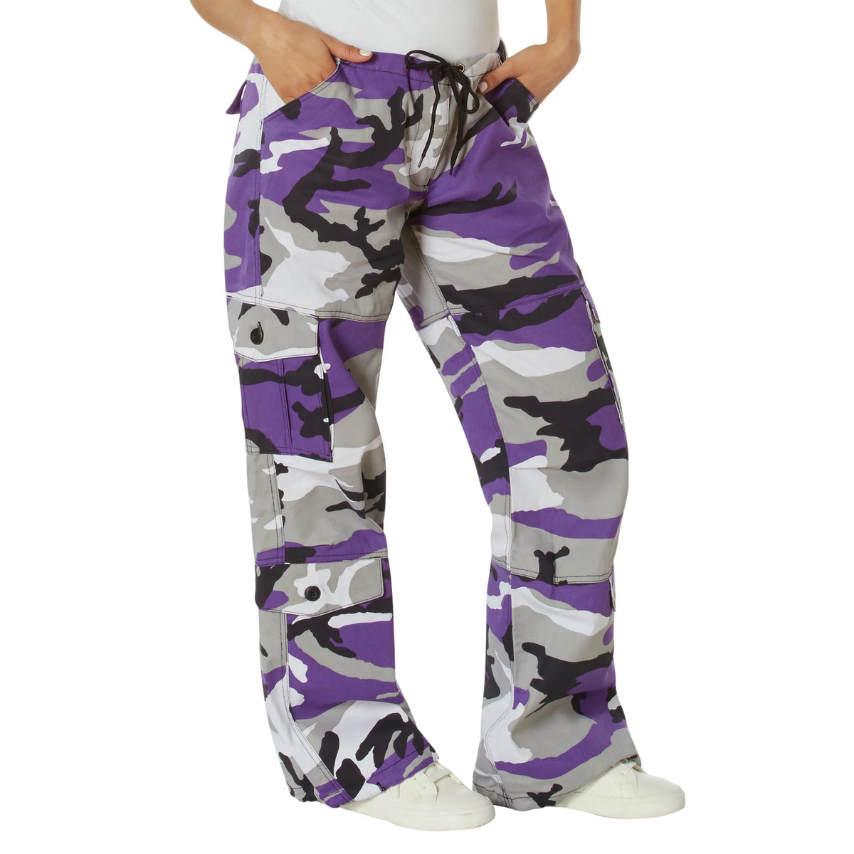Womens Paratrooper Colored Camo Fatigues - Ultra Violet / Xxs