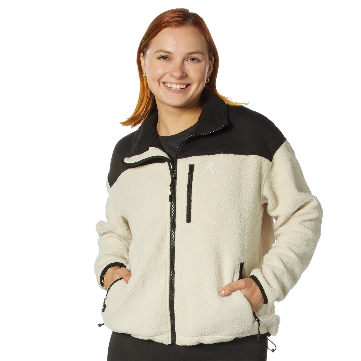 Womens Trailsman Sherpa Fleece Jacket - Cream/black / s