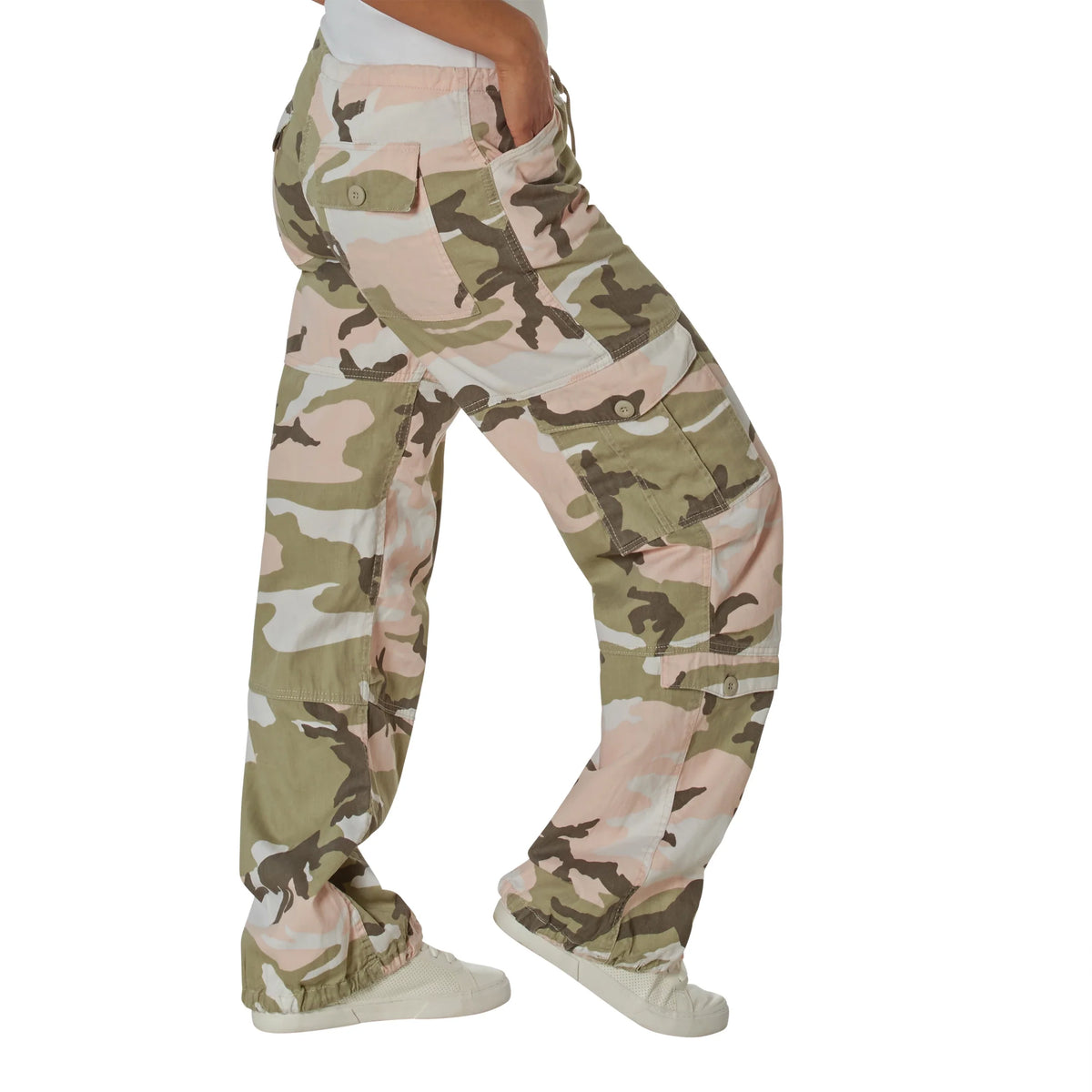 Womens Vintage Paratrooper Fatigue Pants - Subdued Pink Camo / Xxs
