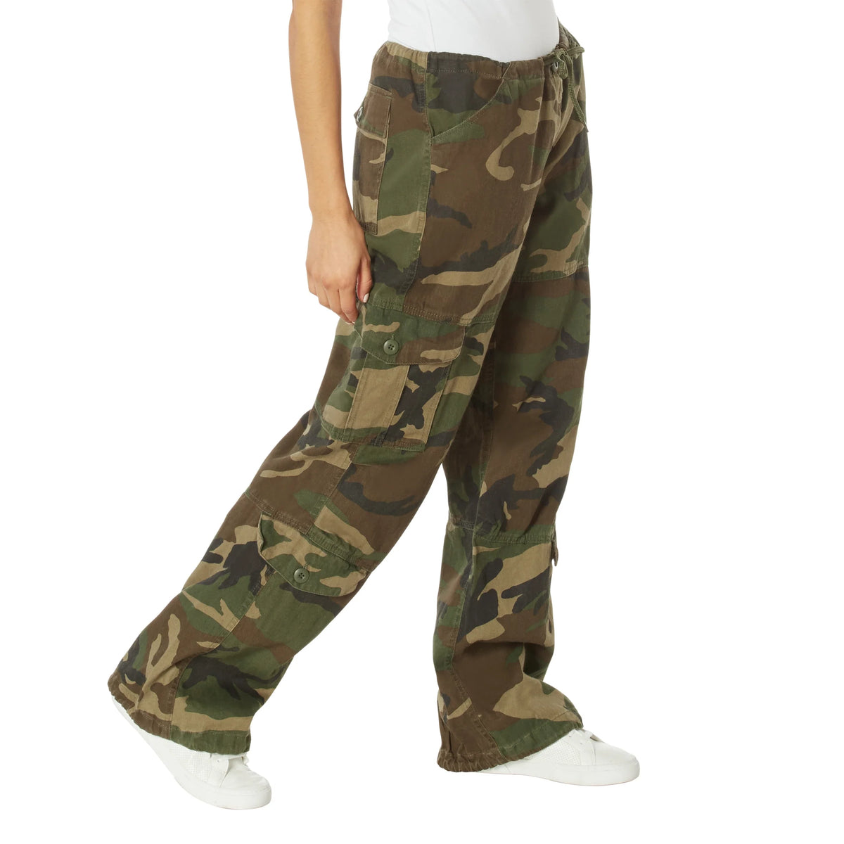 Womens Vintage Paratrooper Fatigue Pants - Woodland Camo / Xs