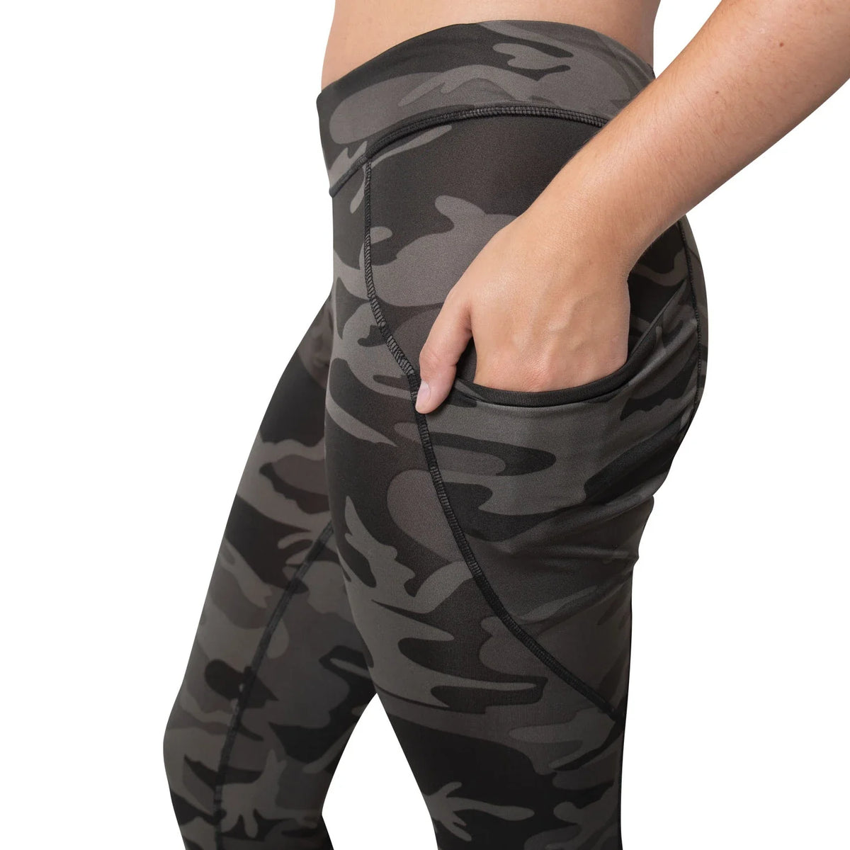 Womens Workout Performance Camo Leggings with Pockets