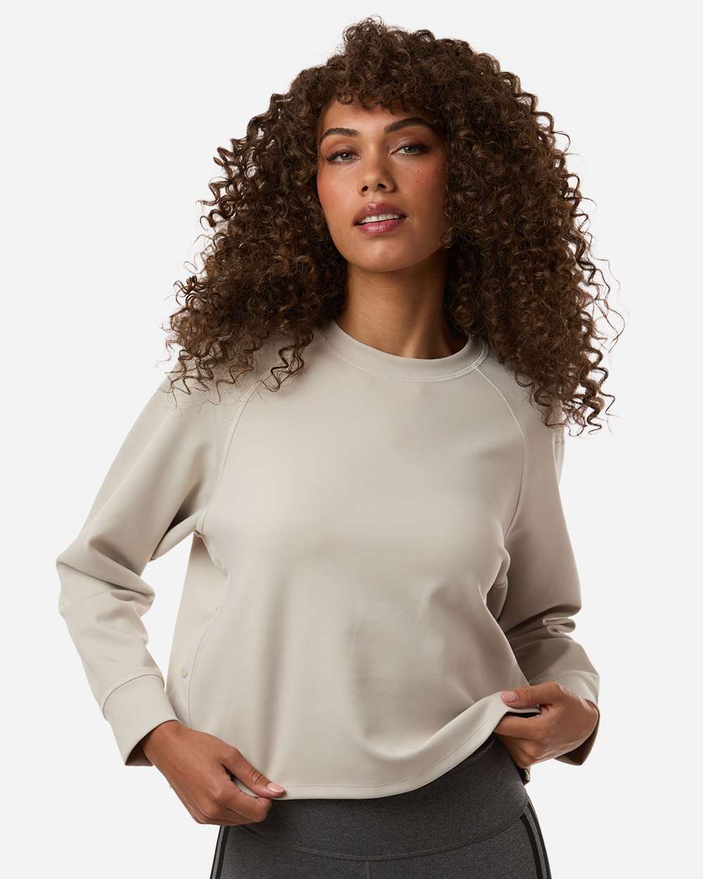 Wonder Alumina Women's Beyond Side-Snap Crewneck Sweatshirt - A1014 plain