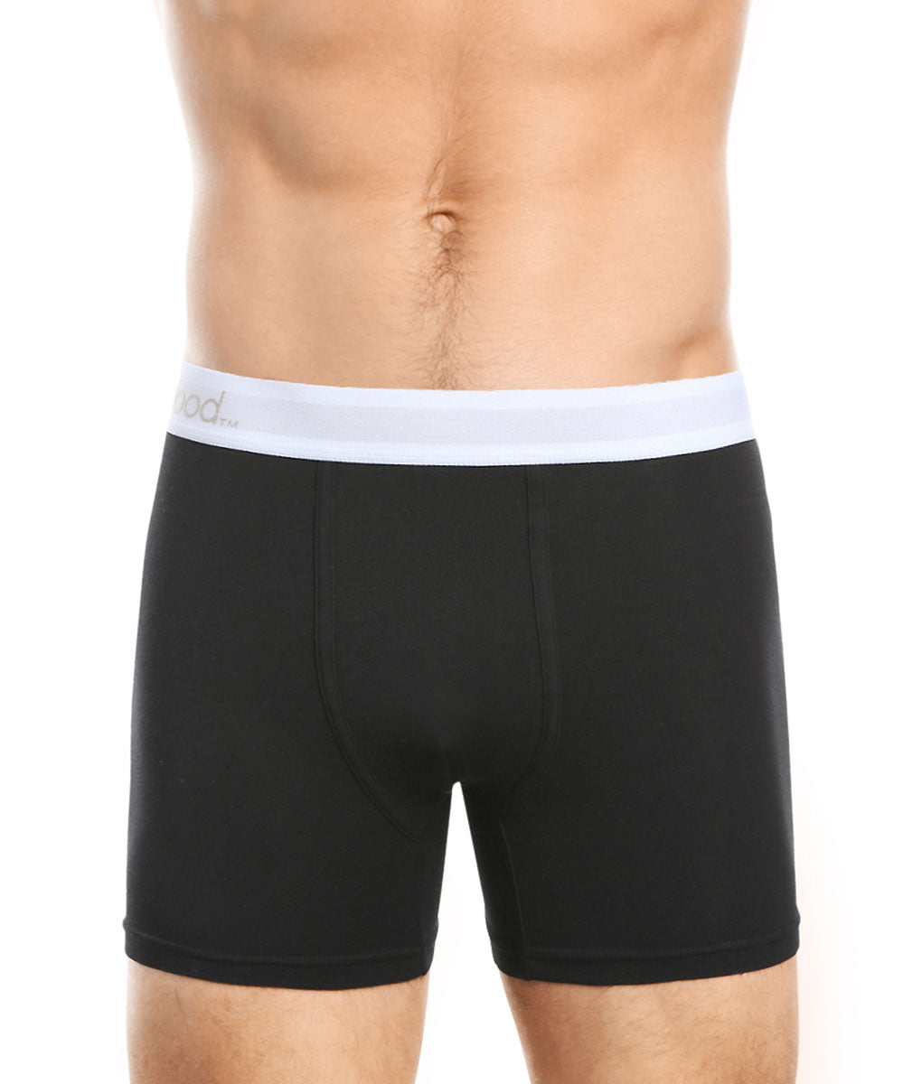 Wood Boxer Brief with White Stripe - Black / Small