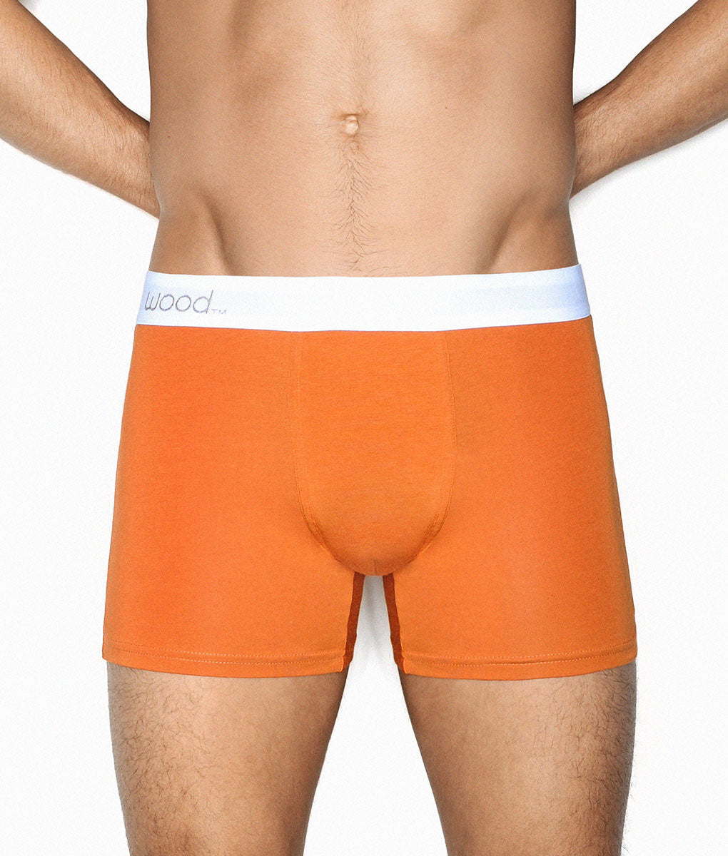 Wood Boxer Brief with White Stripe - Bright Orange / Small