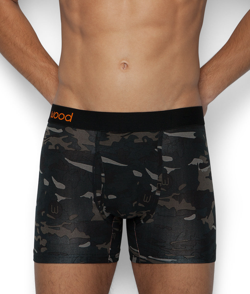 Wood Boxer Brief with White Stripe - Forest Camo / Small