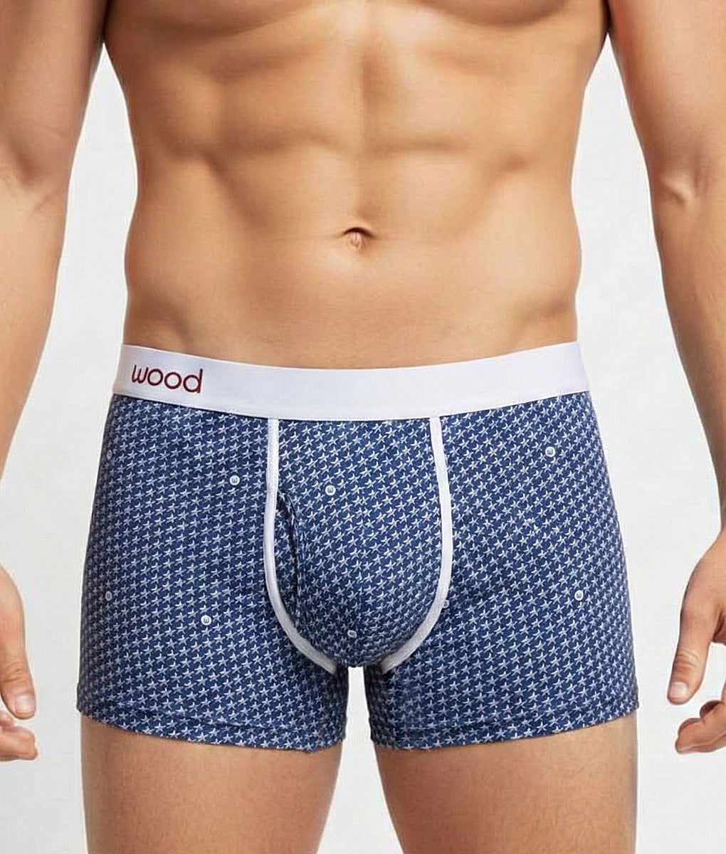 Wood Boxer Brief with White Stripe - Stars / Small