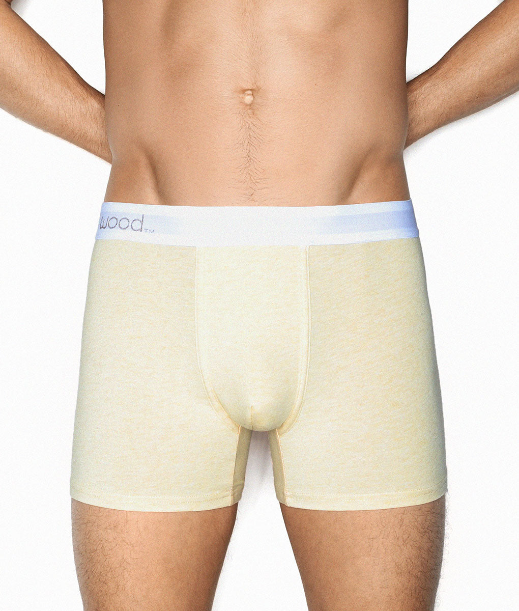 Wood Boxer Brief with White Stripe - Straw Yellow / Small