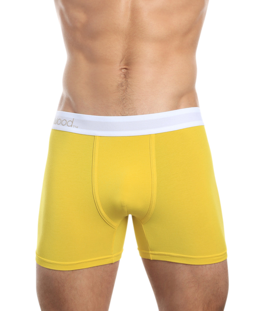 Wood Boxer Brief with White Stripe - Yellow / Small