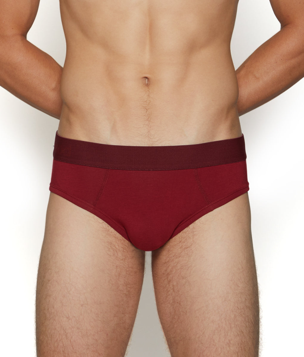 Wood Hip Brief - Burgundy Red / Small