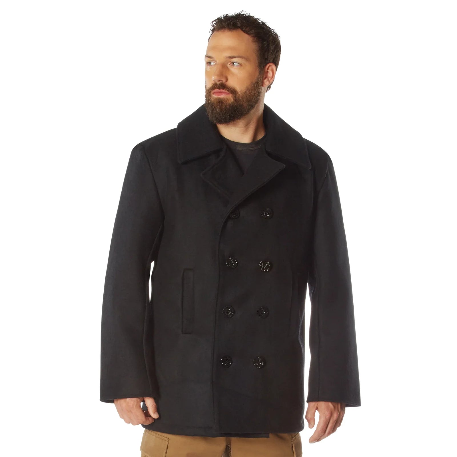 Wool Pea Coat - Black / s