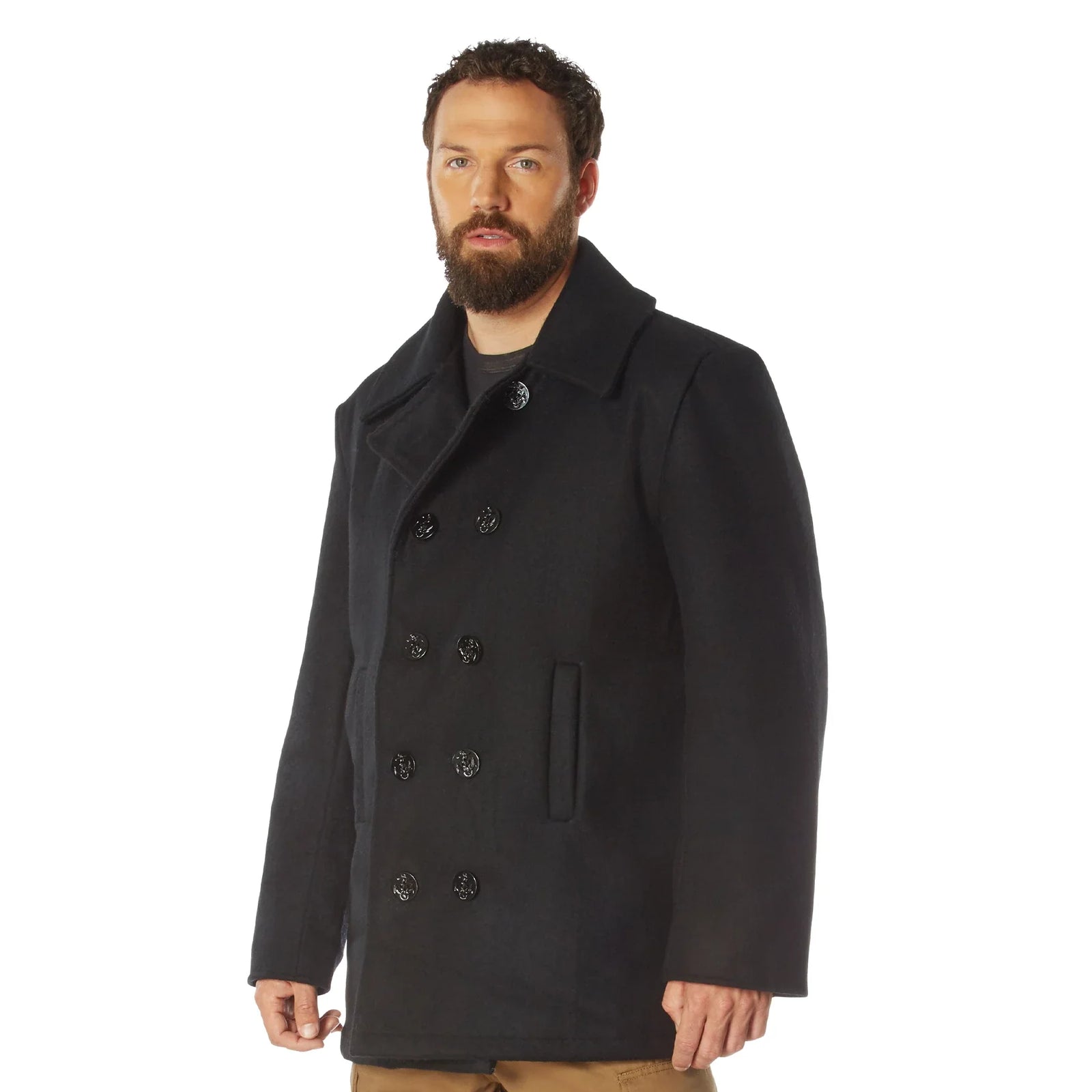 Wool Pea Coat - Black / s