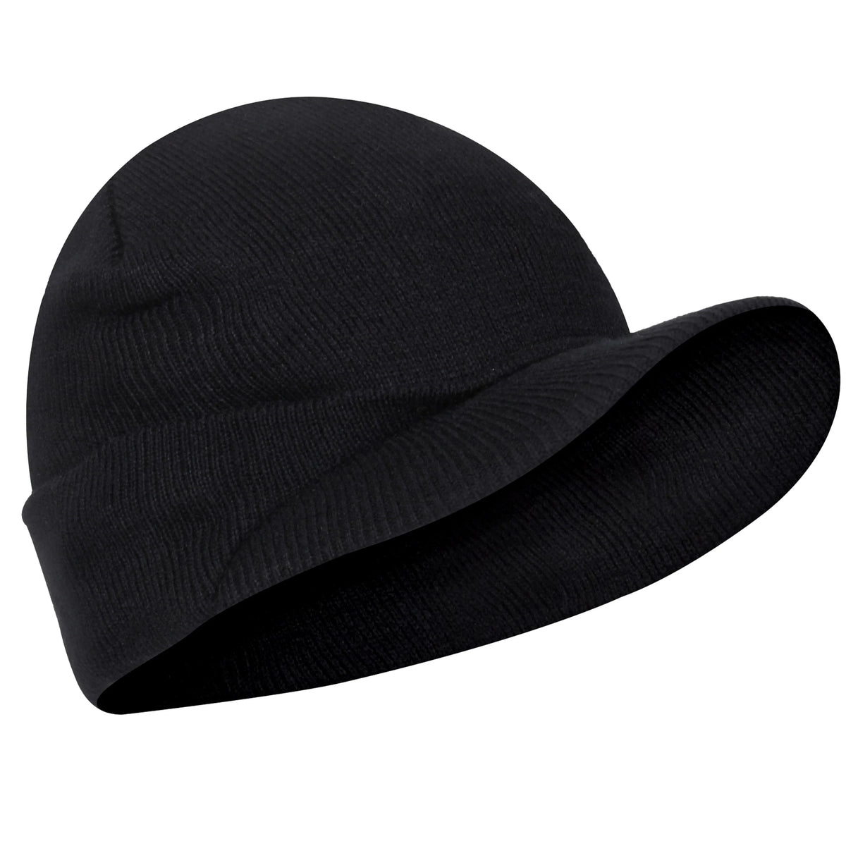 Wwii M1941 Acrylic Knit Watch Cap with Brim - Black