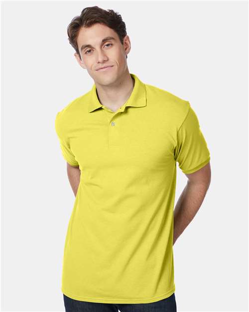 Front View of Yellow Ecosmart® Jersey Polo - 054X