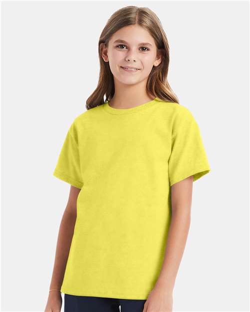 Front View of Yellow Essential-T Youth T-Shirt - 5480