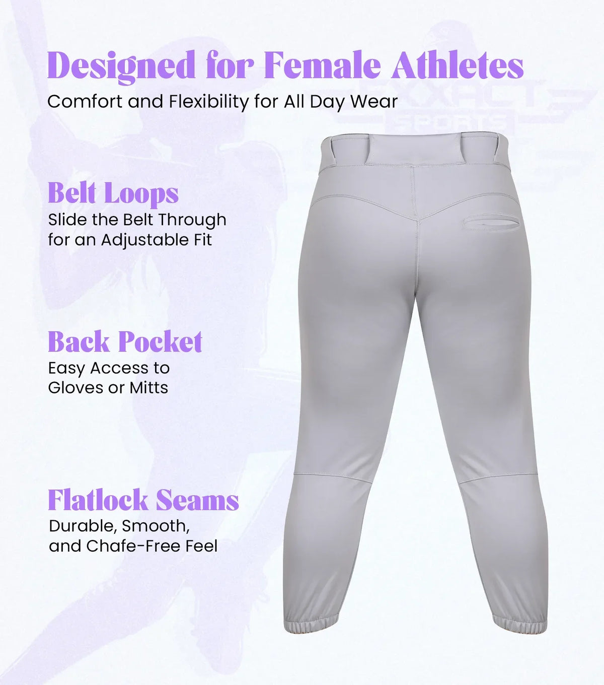 Yoga/knicker Style Softball Pants for Women (gray)