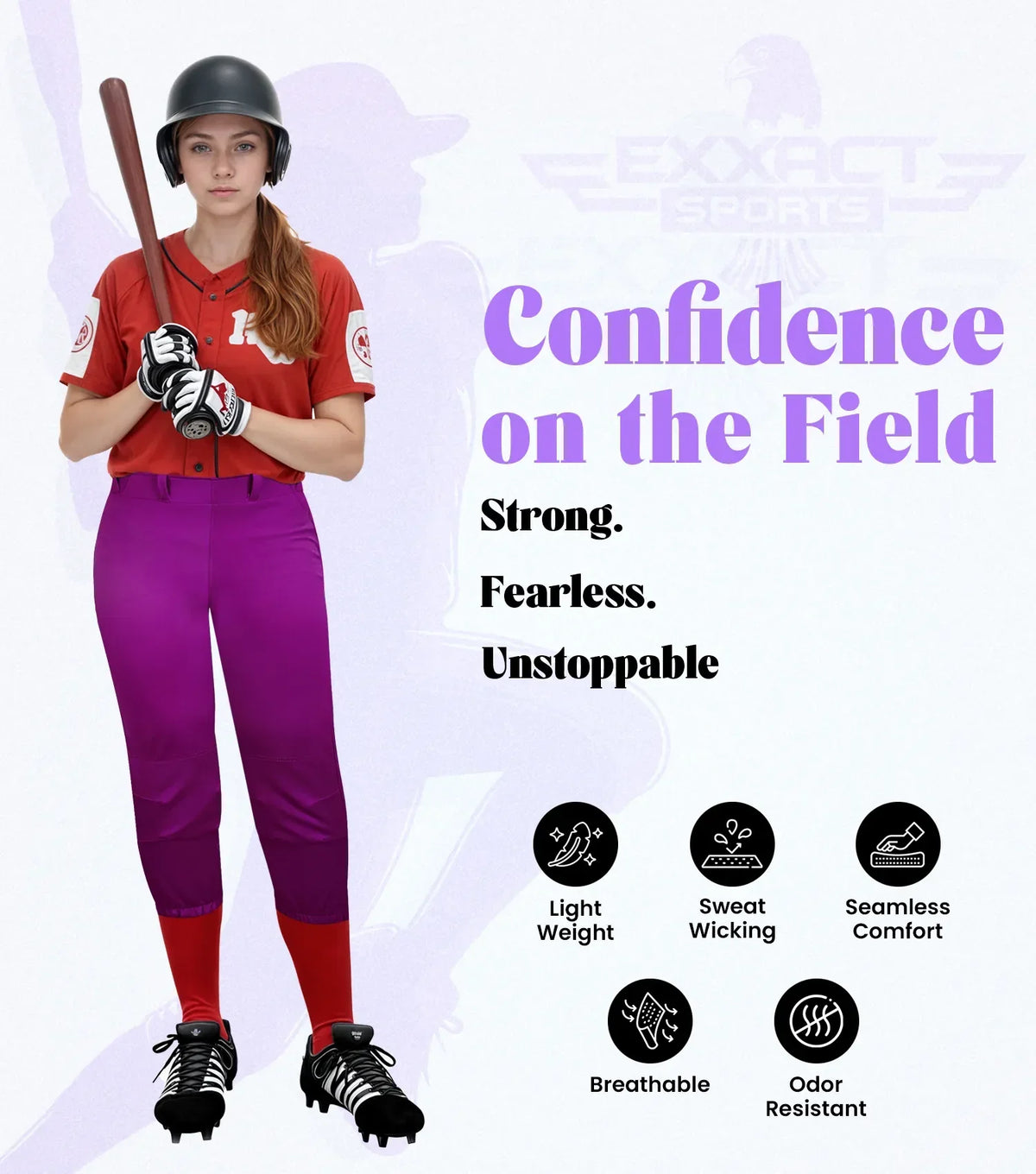 Yoga/knicker Style Softball Pants for Women (purple)