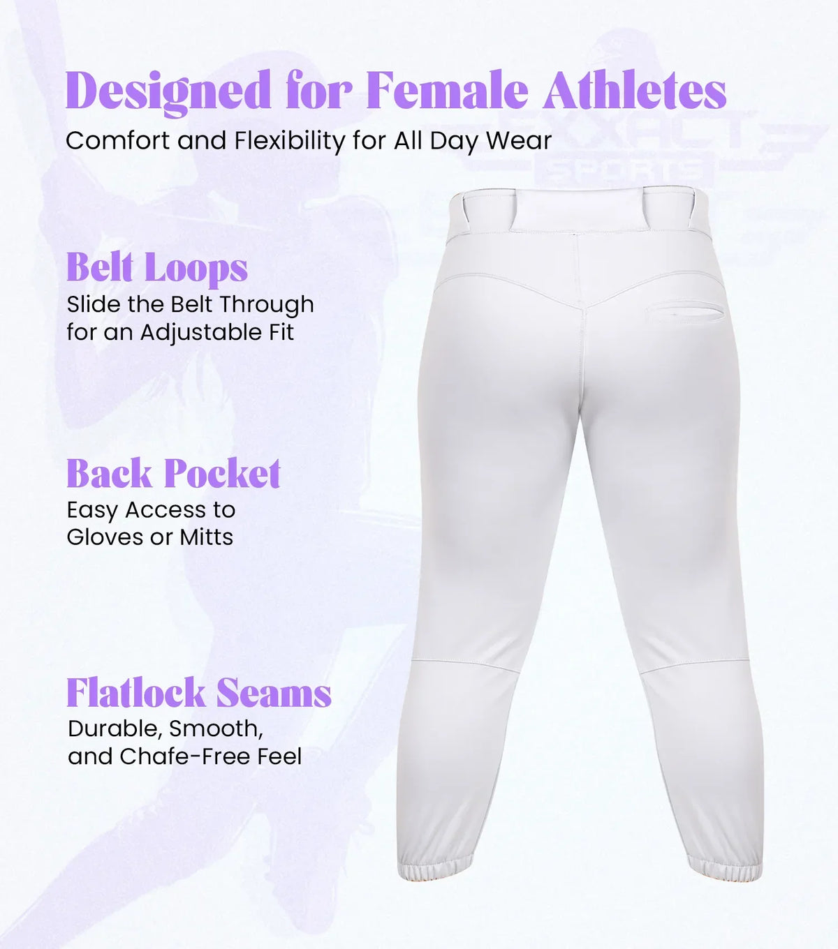 Yoga/knicker Style Softball Pants for Women (white/red)