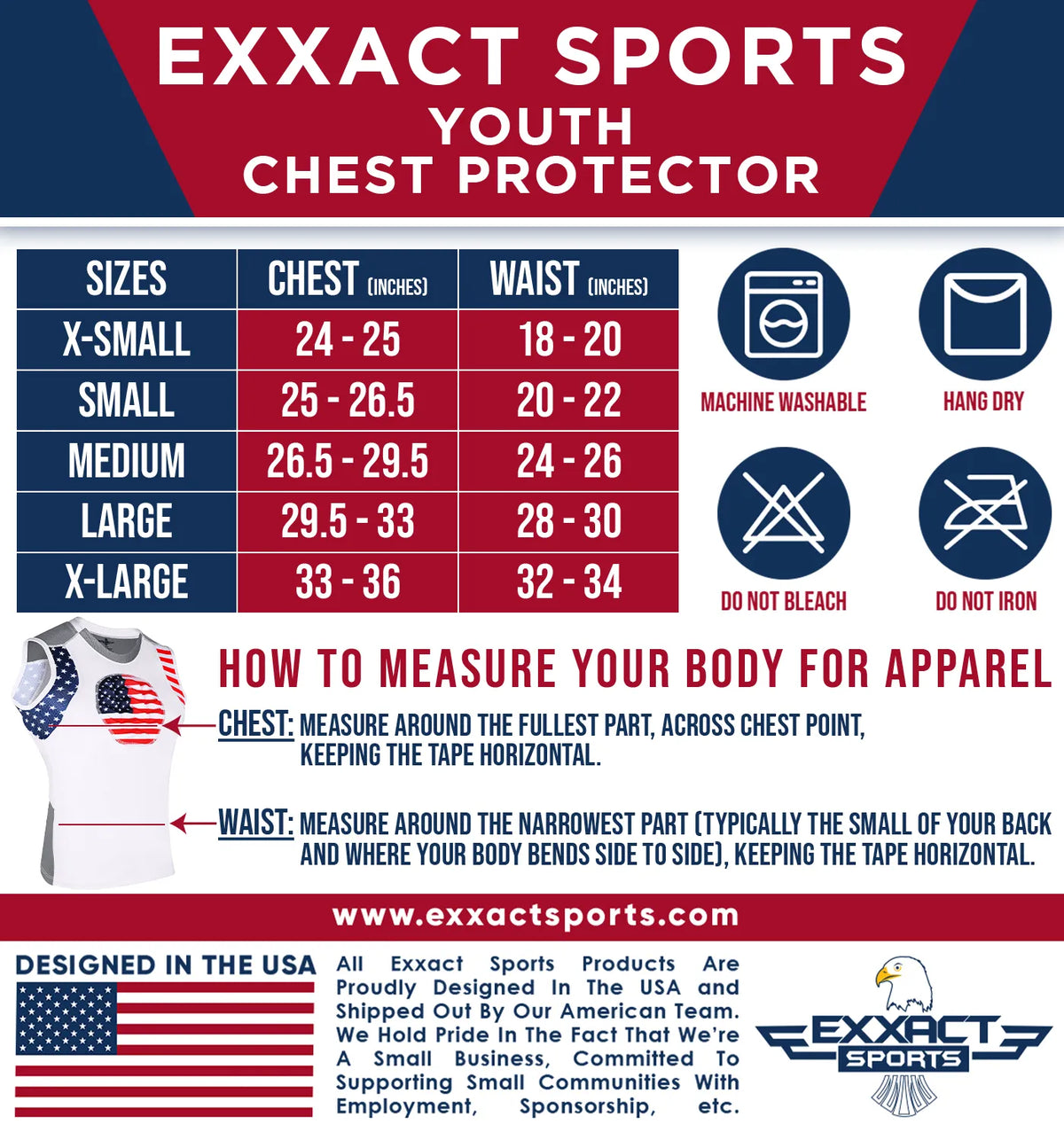 Youth Boys Baseball Chest Protector for Sternum Heart Protection (patriot)