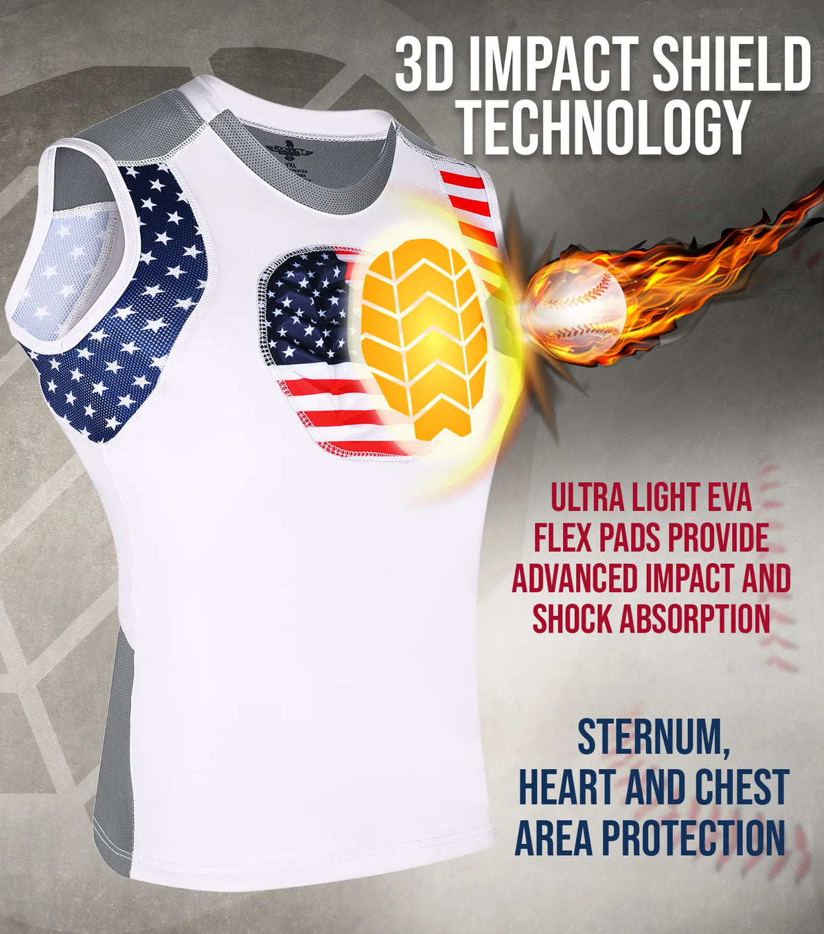 Youth Boys Baseball Chest Protector for Sternum Heart Protection (patriot)