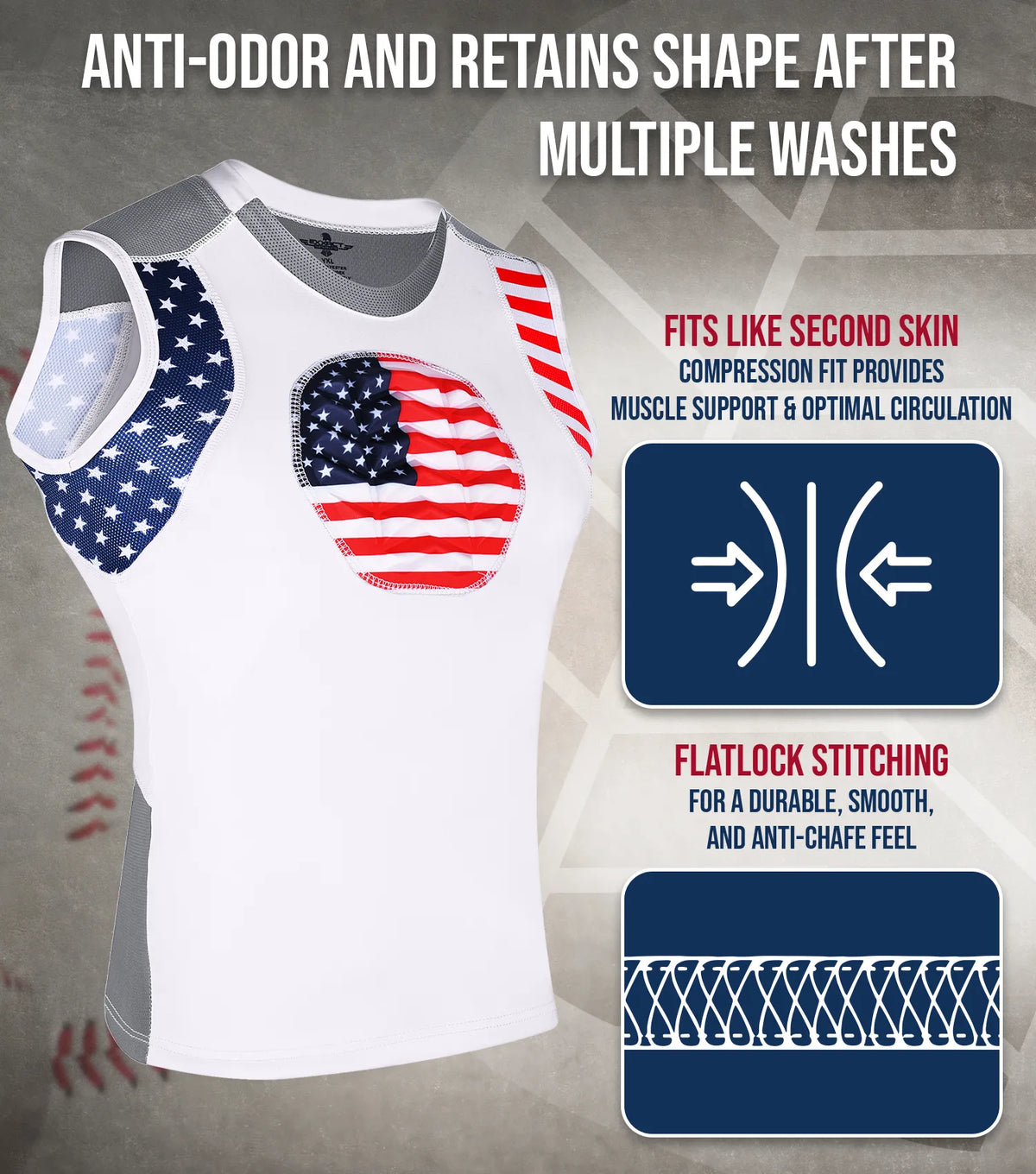 Youth Boys Baseball Chest Protector for Sternum Heart Protection (patriot)