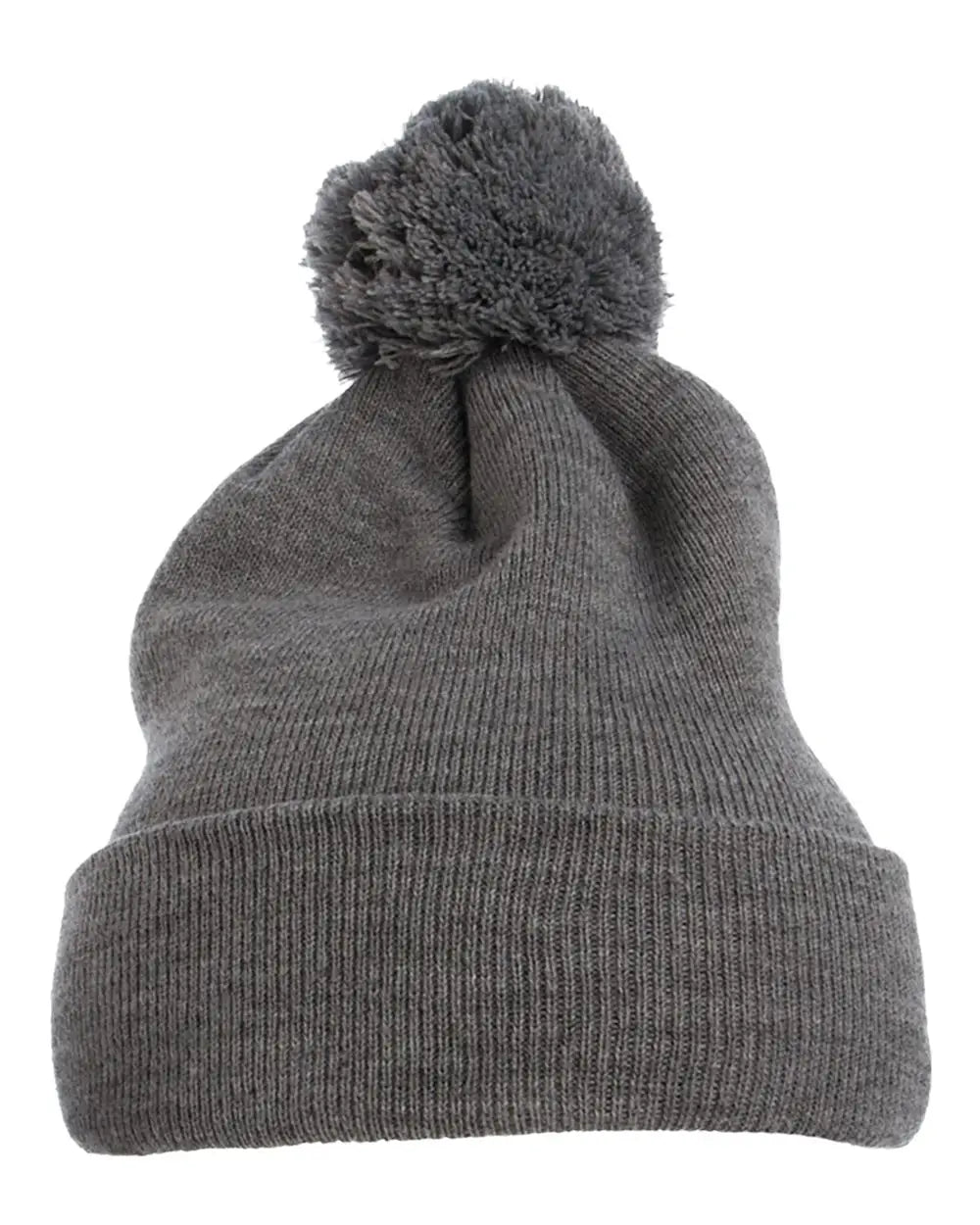 Yp Classics 1501p Cuff Knit Beanie w Pom - Heather Gray - one Size Fits Most