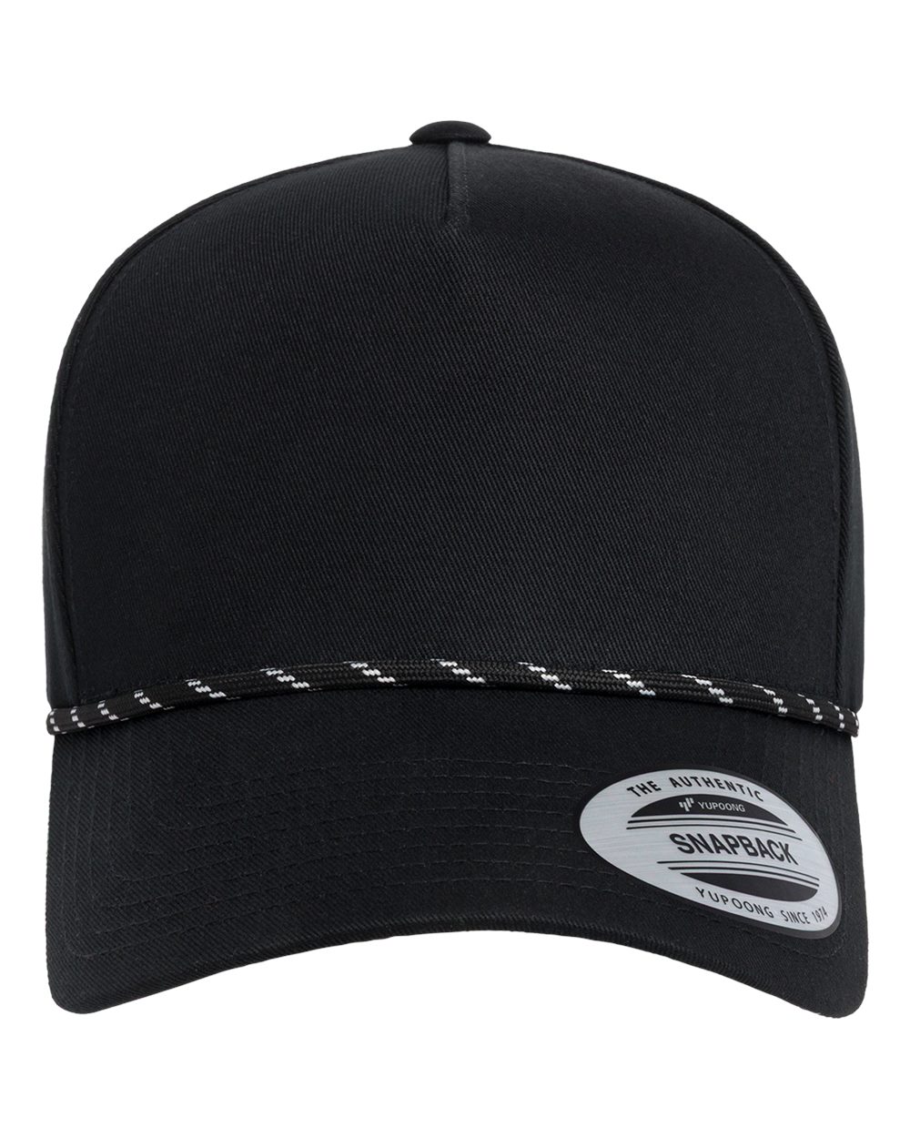 Yp Classics 5079bd Retro Cotton Blend Five-panel Rope Cap - Black