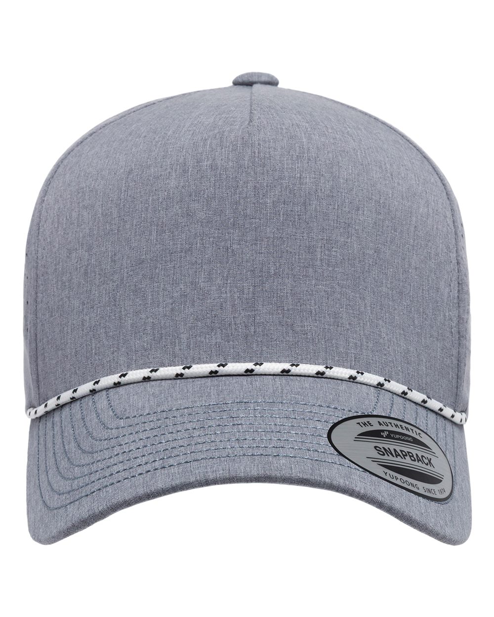 Yp Classics 5389bd Five-panel Perforated Rope Cap - Heather Grey