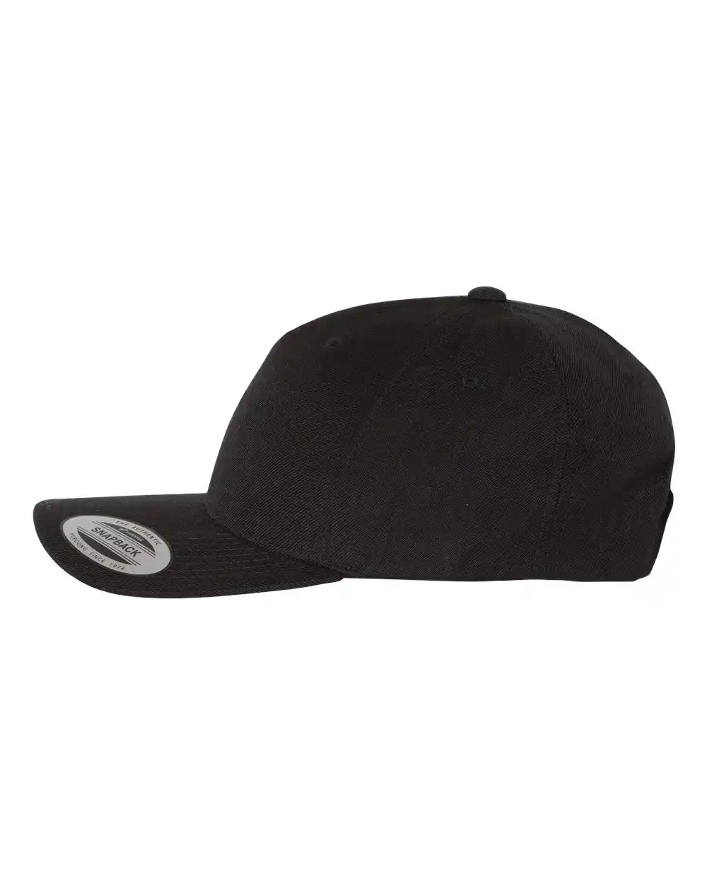 Yp Classics 5789m Premium Five-panel Curved Bill Snapback Cap - Black - Adjustable