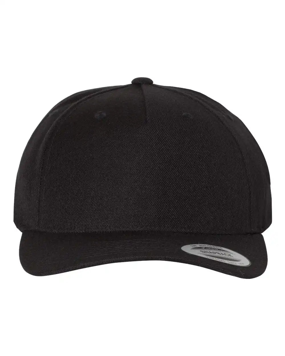 Yp Classics 5789m Premium Five-panel Curved Bill Snapback Cap - Black - Adjustable