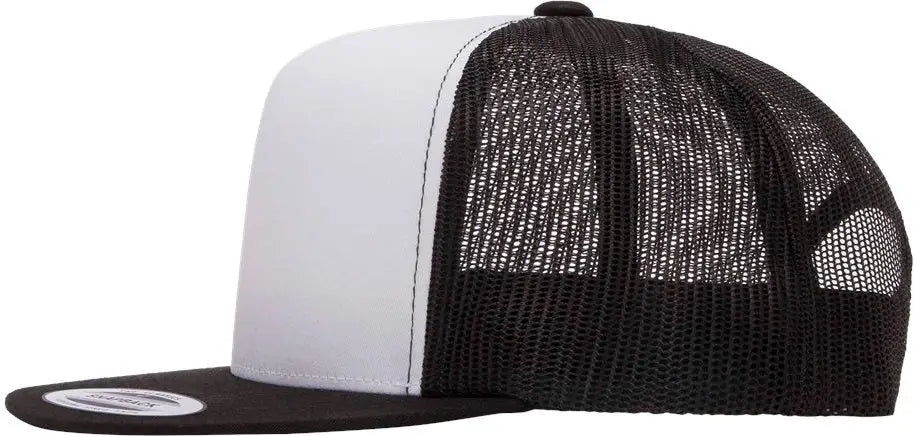 Yp Classics 6006 Five-panel Classic Trucker Cap - Black White - one Size Fits Most