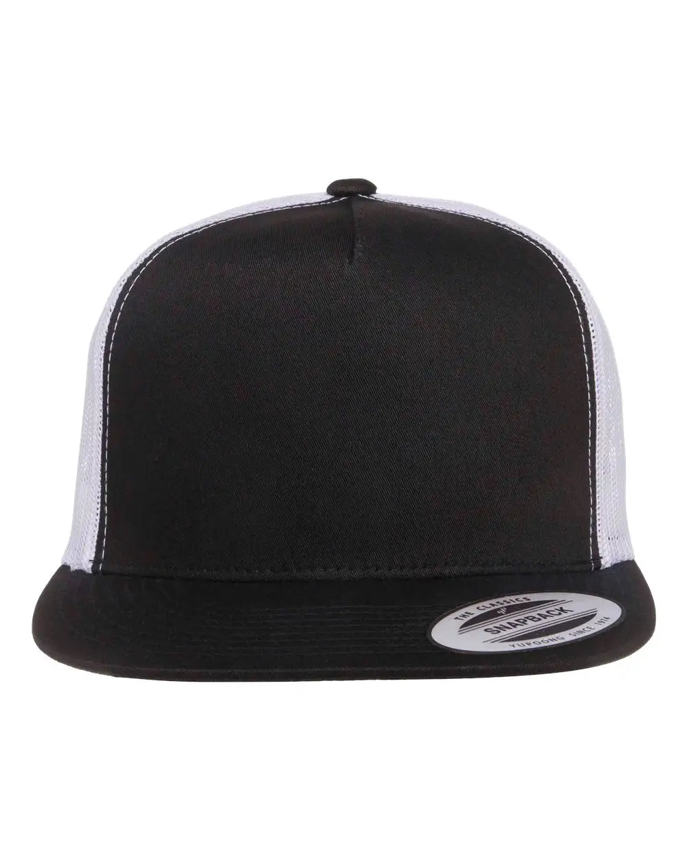 Yp Classics 6006 Five-panel Classic Trucker Cap - Black White - one Size Fits Most