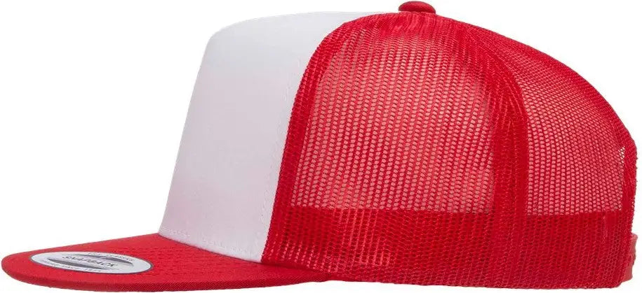 Yp Classics 6006 Five-panel Classic Trucker Cap - Red White - one Size Fits Most