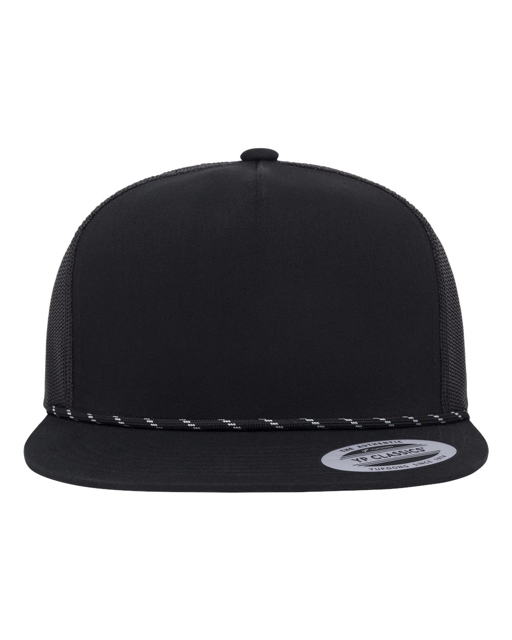 Yp Classics 6006bd Classic Five-panel Trucker Rope Cap - Black