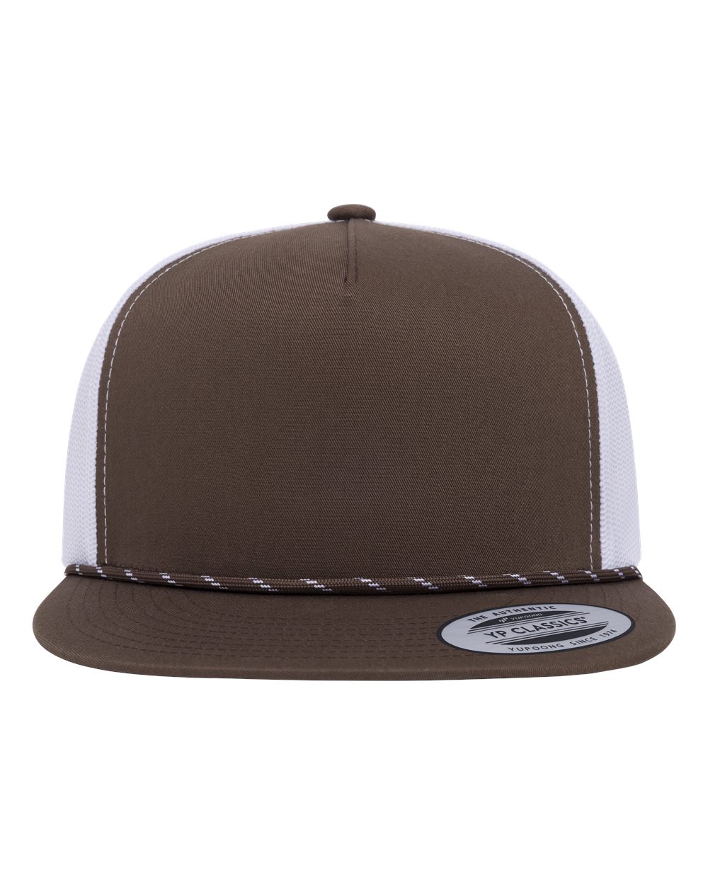 Yp Classics 6006bd Classic Five-panel Trucker Rope Cap - Brown White