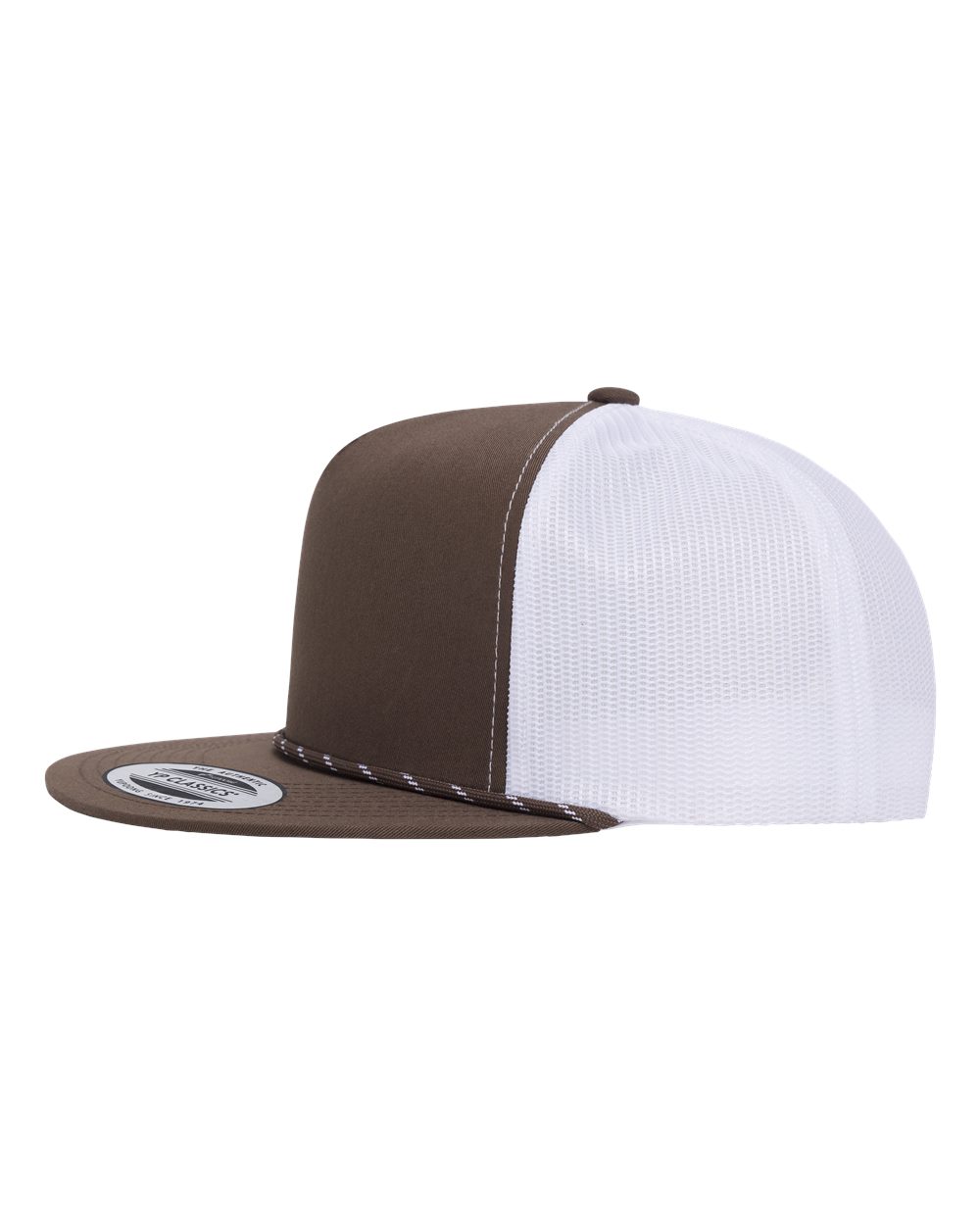 Yp Classics 6006bd Classic Five-panel Trucker Rope Cap - Brown White