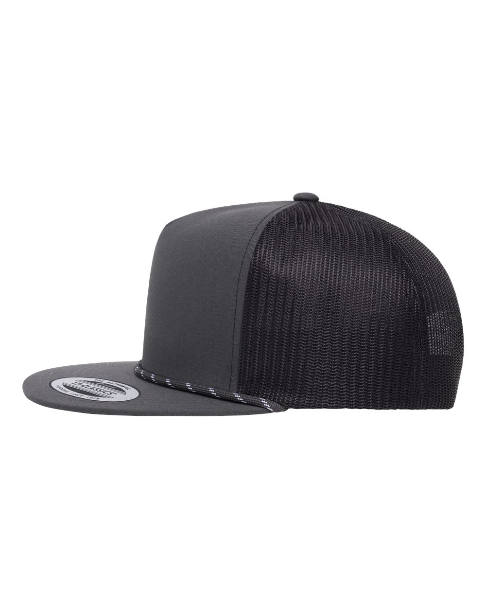Yp Classics 6006bd Classic Five-panel Trucker Rope Cap - Charcoal Black