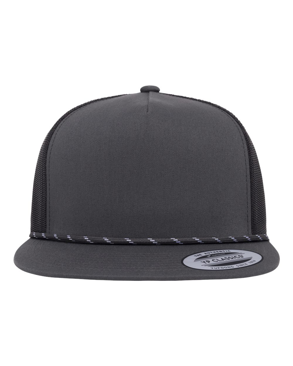 Yp Classics 6006bd Classic Five-panel Trucker Rope Cap - Charcoal Black