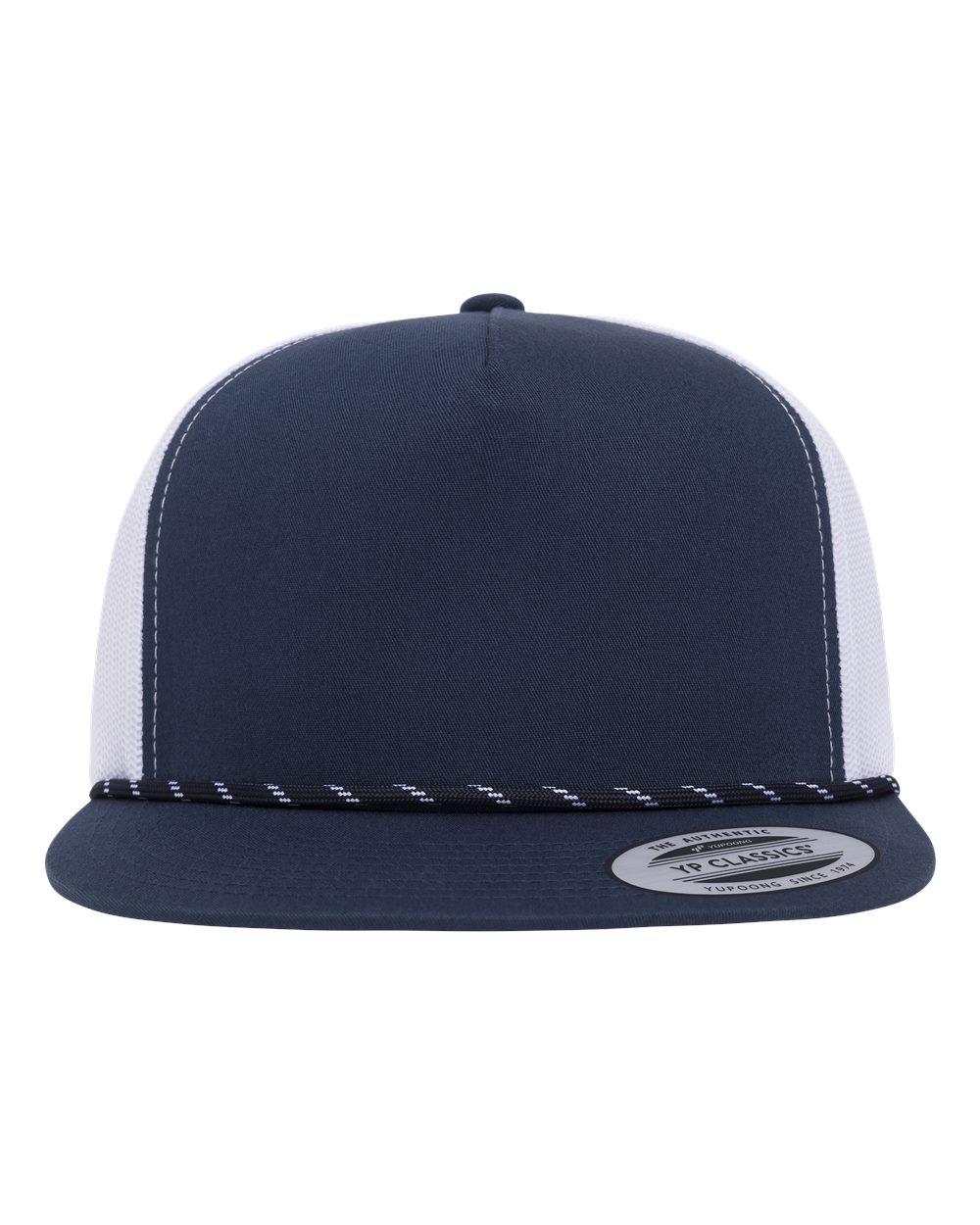 Yp Classics 6006bd Classic Five-panel Trucker Rope Cap - Navy White