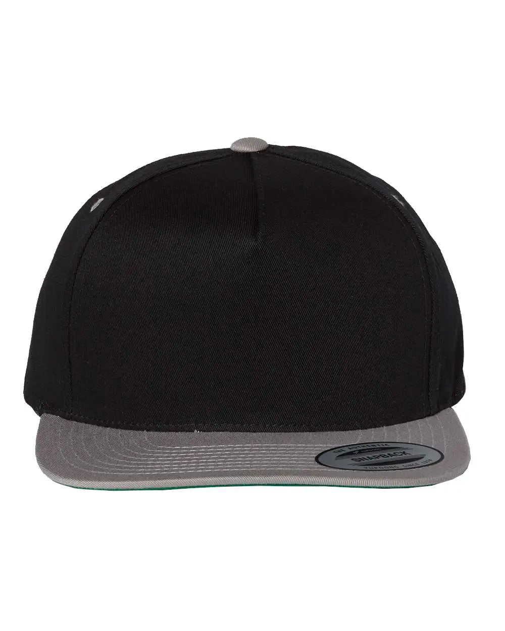 Yp Classics 6007 Five-panel Cotton Twill Snapback Cap - Black Gray - one Size Fits Most