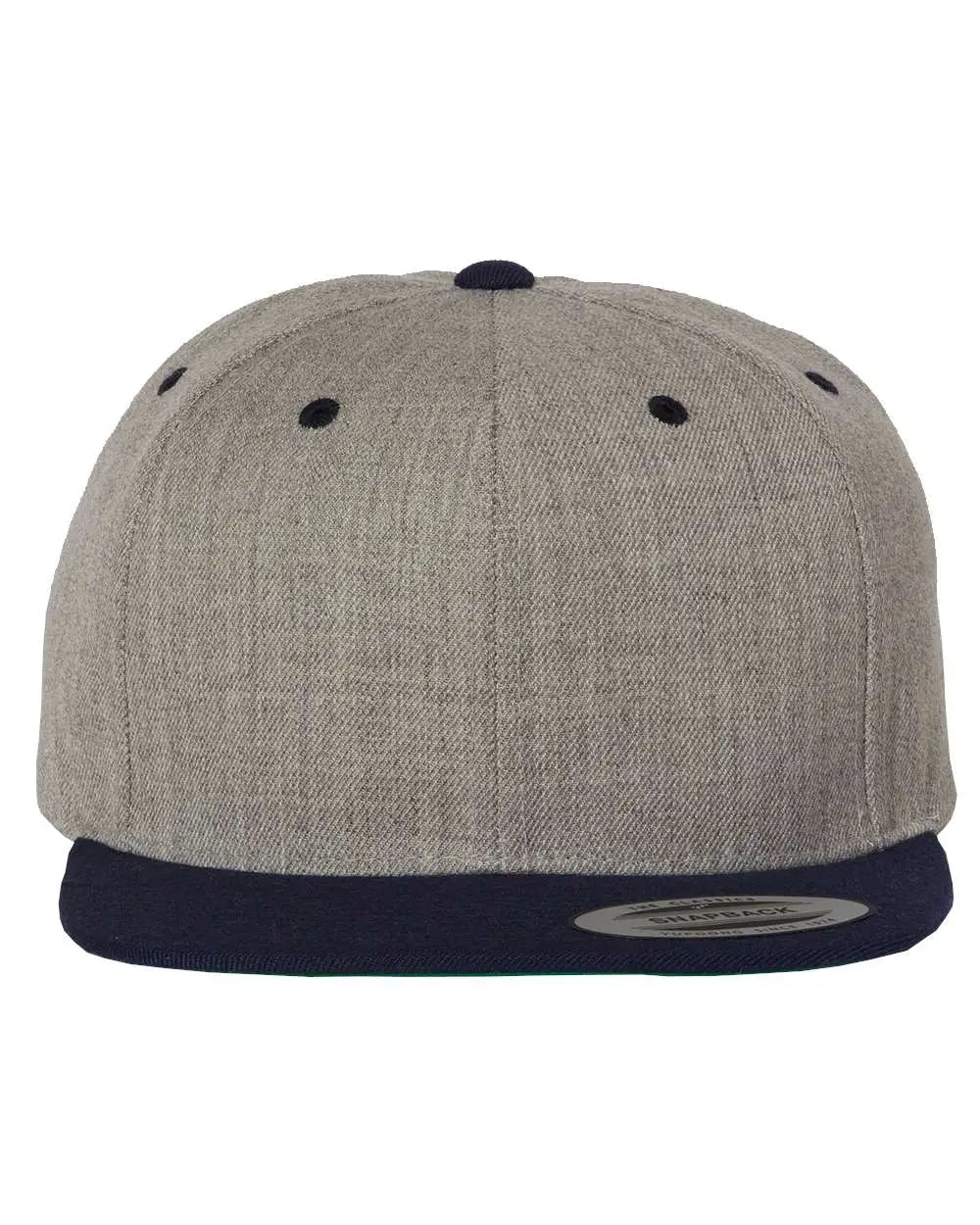 Yp Classics 6089m Premium Flat Bill Snapback Cap - Heather Gray Navy - one Size Fits Most