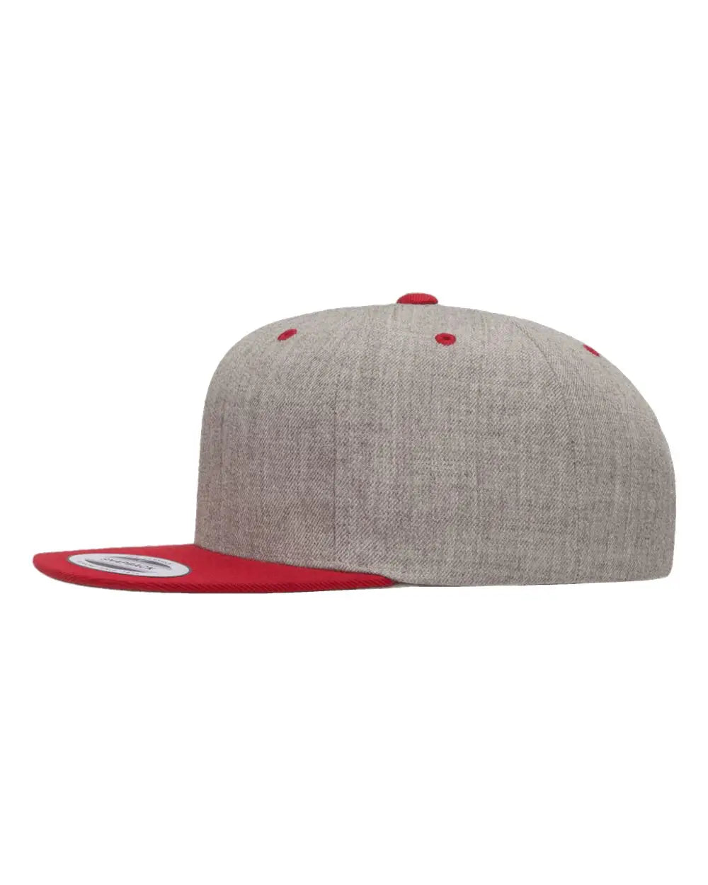Yp Classics 6089m Premium Flat Bill Snapback Cap - Heather Gray Red - one Size Fits Most