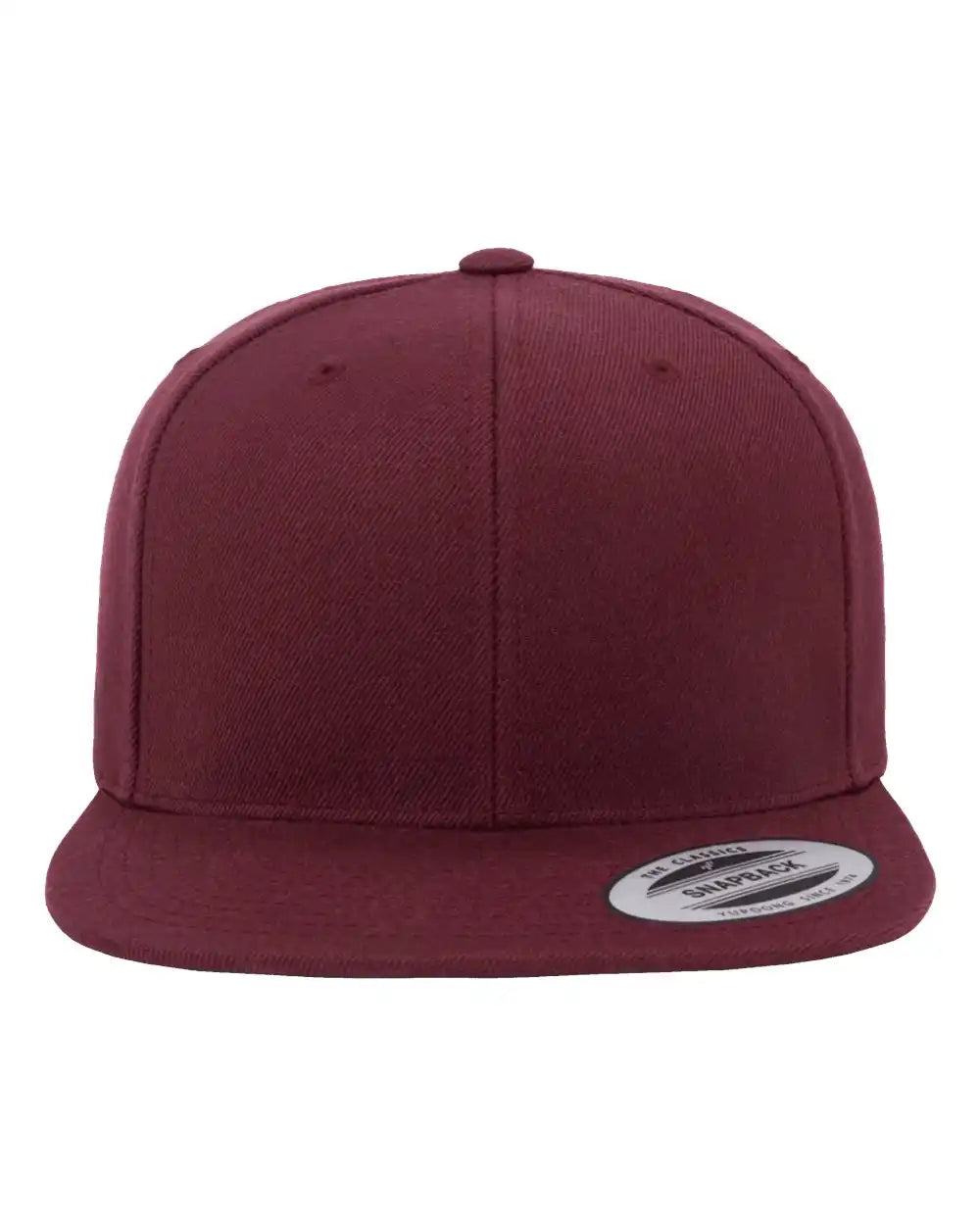 Yp Classics 6089m Premium Flat Bill Snapback Cap - Maroon - Adjustable