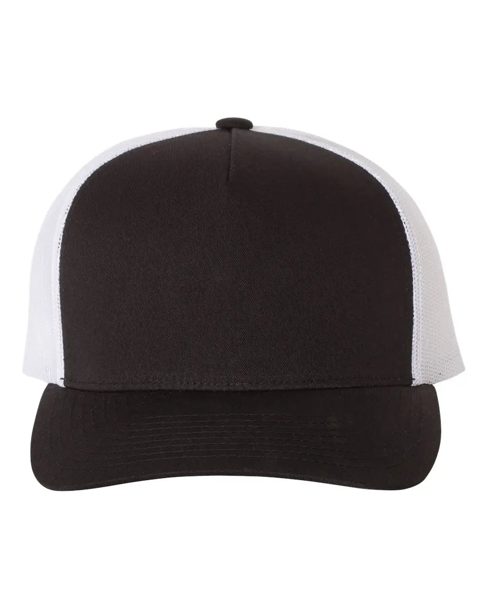 Yp Classics 6506s Five-panel Retro Trucker Cap - 6506 - Black White - one Size Fits Most