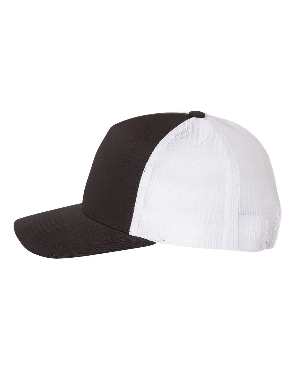 Yp Classics 6506s Five-panel Retro Trucker Cap - 6506 - Black White - one Size Fits Most