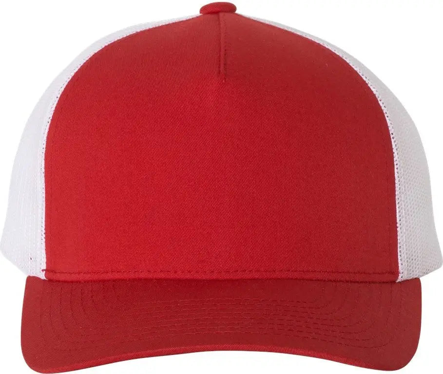 Yp Classics 6506s Five-panel Retro Trucker Cap - 6506 - Red White - one Size Fits Most