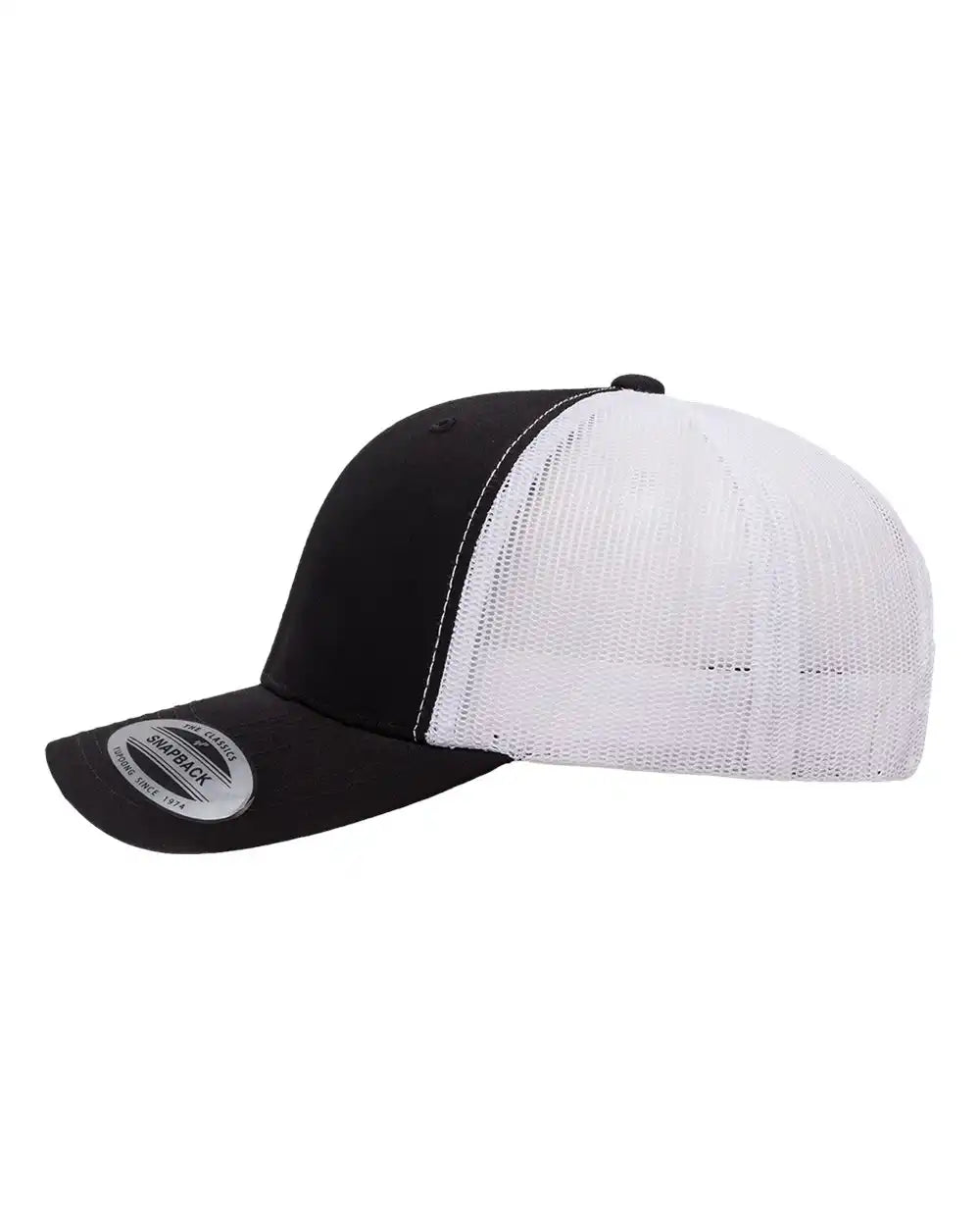 Yp Classics 6606 Retro Trucker Cap - Black White - Black/ / Adjustable
